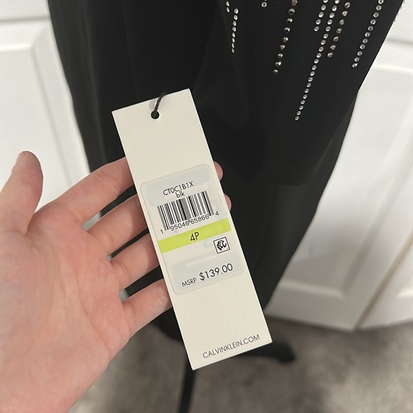 Women's Calvin Klein Scuba Crepe Sheath with Beaded 3/4 Sleeves - Picture 10 of 12